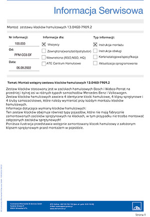 Montaż zestawu klocków hamulcowych 13.0460-7909.2