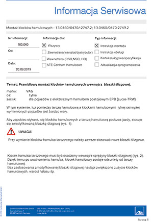 Montaż klocków hamulcowych - 13.0460/0470/-2747.2; 13.0460/0470-2749.2