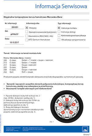 Oryginalna kompozytowa tarcza hamulcowa Mercedes-Benz