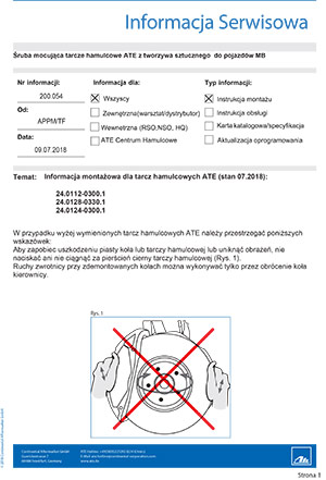 Śruba mocująca tarcze hamulcowe ATE z tworzywa sztucznego do pojazdów MB
